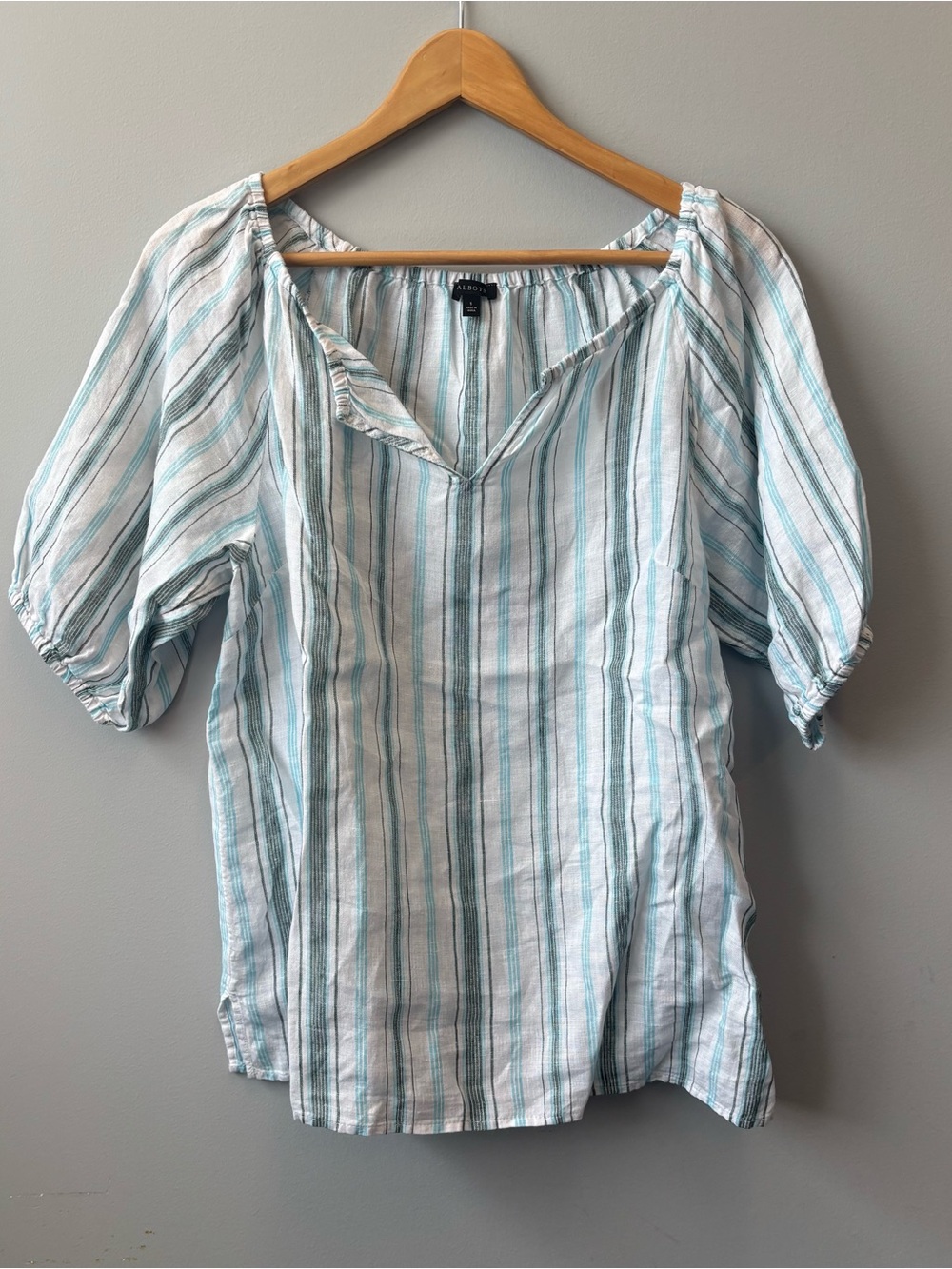 Talbots small Linen popover top breezy stripe relaxed fit